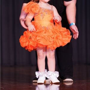 Elegant Orange Ruffled Kids Dress